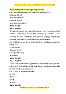 Trắc nghiệm Bài 28: Thương mại, tài chính ngân hàng và dịch vụ Địa lí 10 Cánh diều
