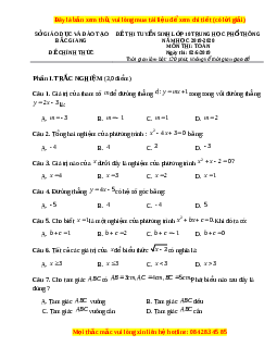 Đề thi vào 10 môn Toán tỉnh Bắc Giang năm 2020