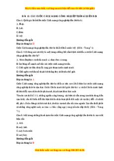 Trắc nghiệm Lịch sử 10 Bài 12 Chân trời sáng tạo: Các cuộc cách mạng công nghiệp thời kì hiện đại