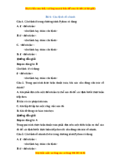 Trắc nghiệm Tin học 10 Chủ đề F Bài 6: Câu lệnh rẽ nhánh Tin học 10 Cánh diều
