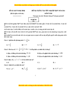 Đề thi thử Toán Sở Ninh Bình năm 2021