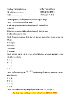 Đề thi giữa kì 2 Hóa 9 trường THCS Nghi Công năm 2023
