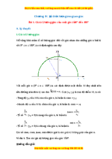 Lý thuyết Toán 10 Chân trời sáng tạo Bài 1: Giá trị lượng giác của một góc từ 0° đến 180°