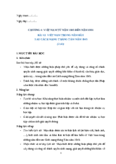 Giáo án Bài 12 Lịch sử 9 Cánh diều: Việt Nam trong những năm đầu sau Cách mạng tháng Tám năm 1945
