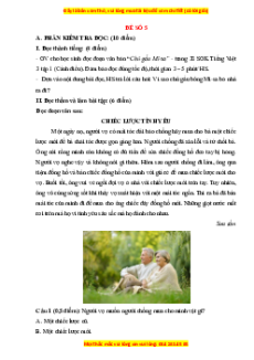 Đề thi giữa kì 1 Tiếng Việt lớp 3 Cánh diều (đề 5)