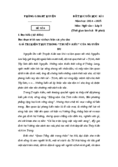 Đề thi Cuối kì 1 Ngữ văn 9 Kết nối tri thức 2024 (Đề 6)