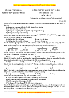 Đề thi thử Vật Lí trường Quảng Xương năm 2021