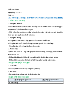 Giáo án Tìm hai số khi biết tổng và tỉ số của hai số đó Toán lớp 5 Cánh diều