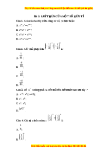 Trắc nghiệm Lũy thừa của một số hữu tỉ Toán 7 Chân trời sáng tạo