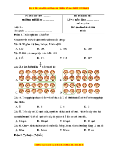 Đề thi cuối kì 1 Toán lớp 3 Cánh diều - Đề 3