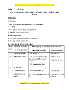 Giáo án Bài 84 Toán lớp 5: Sử dụng máy tính bỏ túi để giải toán về tỉ số phần trăm