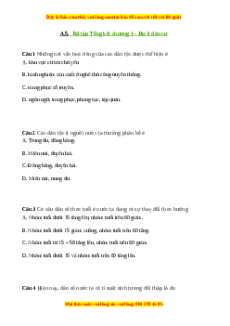 Trắc nghiệm Tổng kết chương 1 Địa lí 9