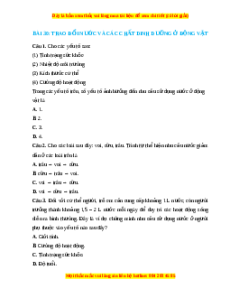 Trắc nghiệm Trao đổi nước và các chất dinh dưỡng ở động vật KHTN 7 Chân trời sáng tạo