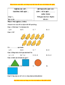 Đề thi cuối kì 1 Toán lớp 1 Cánh diều (Đề 4)