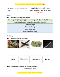 Bài tập cuối tuần Tiếng việt lớp 1 Tuần 14 Kết nối tri thức (có lời giải)