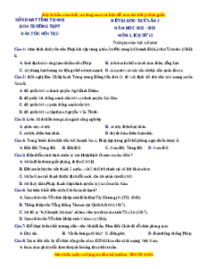 Đề thi thử Lịch sử trường Dân tộc nội trú - Thanh Hóa lần 2 năm 2023