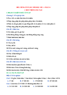 Đề cương ôn tập Cuối học kì 2 Toán lớp 4 Chân trời sáng tạo