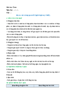 Giáo án So sánh hai số thập phân Toán lớp 5 Chân trời sáng tạo