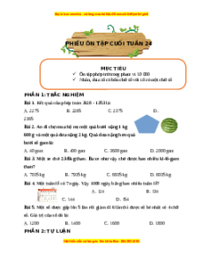 Bài tập cuối tuần Toán lớp 3 Tuần 24 Kết nối tri thức (có lời giải)