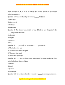Đề thi giữa kì 2 Tiếng Anh 12 trường THPT Võ Trường Toản năm 2023