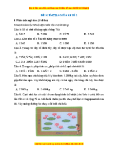 Đề thi giữa kì 2 Toán lớp 3 Kết nối tri thức - Đề 2