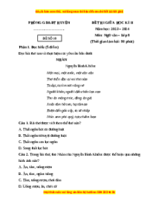 Đề thi giữa kì 2 Ngữ văn 8 Cánh diều (Đề 10)