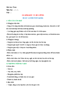 Giáo án Bài 67: Luyện tập chung Toán lớp 5 Cánh diều