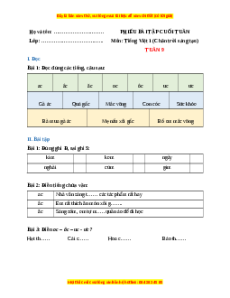 Bài tập cuối tuần Tiếng việt lớp 1 Tuần 9 Chân trời sáng tạo (có lời giải)