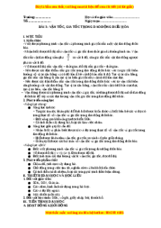 Giáo án Vận tốc và gia tốc trong dao động điều hòa Vật lí 11 Kết nối tri thức