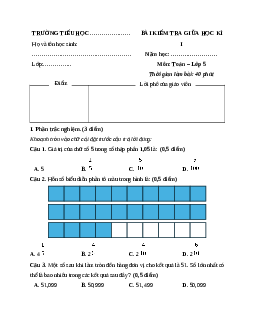 Đề thi giữa kì 1 Toán lớp 5 Cánh diều (Đề 2)