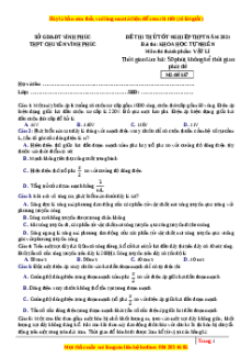 Đề thi thử Vật Lí trường Chuyên Vĩnh Phúc năm 2021
