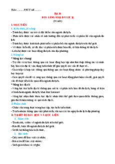 Giáo án Bài 36 Địa lí 10 Kết nối tri thức: Địa lí ngành du lịch