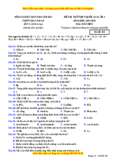Đề thi thử Hóa Học trường Chu Văn An lần 2 năm 2023