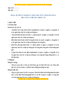 Giáo án Bài 20 KTPL 11 Cánh diều: Quyền và nghĩa vụ công dân về tự do ngôn luận, báo chí và tiếp cận thông tin