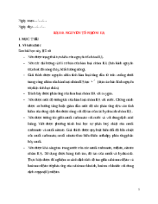 Giáo án Bài 18 Hóa học 12 Cánh Diều: Nguyên tố nhóm IIA