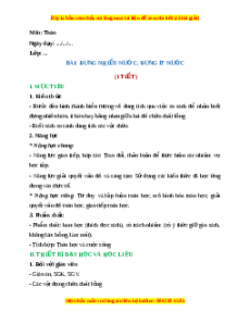 Giáo án Đựng nhiều nước, đựng ít nước Toán 2 Chân trời sáng tạo
