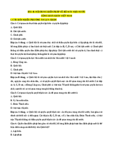 Trắc nghiệm Bài 18 Kinh tế pháp luật 10 Đúng-Sai, Trả lời ngắn: Bộ máy nhà nước CHXH Chủ nghĩa Việt Nam