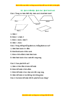 Trắc nghiệm Hình chữ nhật. Hình thoi. Hình bình hành. Hình thang cân Toán 6 Kết nối tri thức