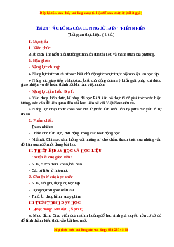 Giáo án Bài 24 Địa lí 6 Chân trời sáng tạo (2024): Thực hành tác động của con người đến thiên nhiên