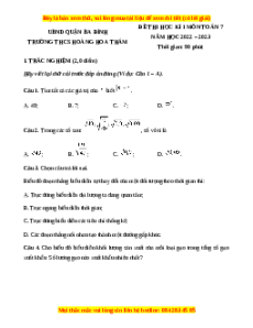Đề thi cuối kì 1 Toán 7 Kết nối tri thức trường THCS Hoàng Hoa Thám