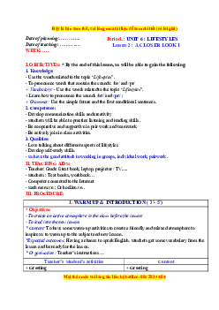 Giáo án Unit 6: Life style Tiếng Anh 8 Global success