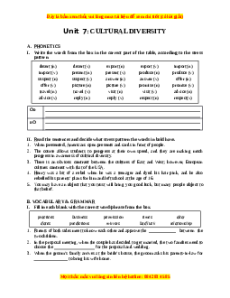 Bài tập Unit 7: Cultural diversity Tiếng Anh 10 chương trình thí điểm