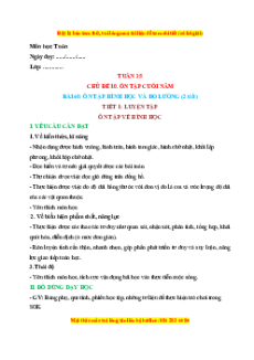 Giáo án Ôn tập hình học và đo lường Toán lớp 1 Kết nối tri thức