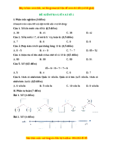 Đề thi giữa kì 1 Toán lớp 2 Kết nối tri thức - Đề 2