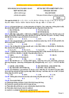 Đề thi thử tốt nghiệp Hóa học trường THPT Ngô Sĩ Liên - Bắc Giang lần 1 năm 2024