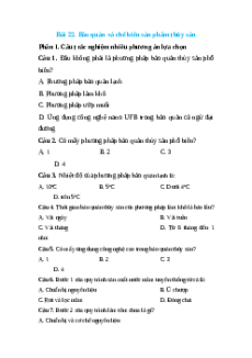 Trắc nghiệm Bài 22: Bảo quản và chế biến sản phẩm thủy sản Công nghệ 12 Lâm nghiệp-Thủy sản Kết nối