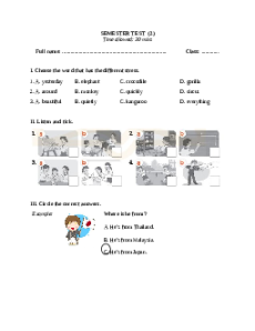 Đề thi Cuối kì 1 Tiếng Anh lớp 5 Global success 2024 (Đề 2)