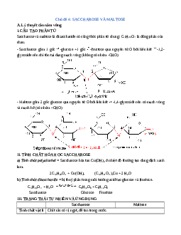 Chuyên đề dạy thêm Chủ đề 4: Saccharose và maltose Hóa học 12 (sách mới)