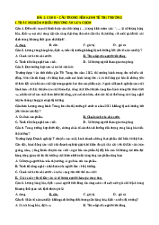 Trắc nghiệm Bài 2 Kinh tế pháp luật 11 Đúng-Sai, Trả lời ngắn: Cung - cầu trong nền kinh tế thị trường