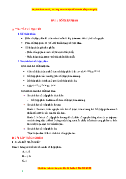Chuyên đề Số thập phân Toán 6 Cánh diều
